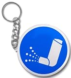 Creative Clam Blue Asthma Inhaler Medical Alert 2.25 Button Style Key Chain