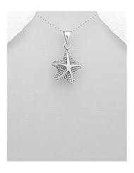 Starfish Pendant Necklace In 92.5 Sterling Silver