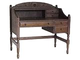 国産家具：北海道家具：平机A（花柄彫り入り）