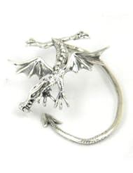 Sterling Silver Dragon Sentry Ear Wrap Left Ear a Marty Magic Creation