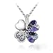 Blue Chip Unlimited Sparkling Colored Heart Shaped Clover Charm Necklace