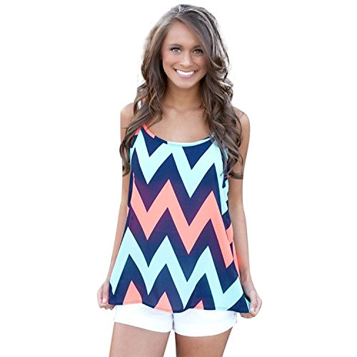 Chicnova Women's Summer Chevron Pattern Spaghetti Strap Sleeveless Shirt Vest Tops