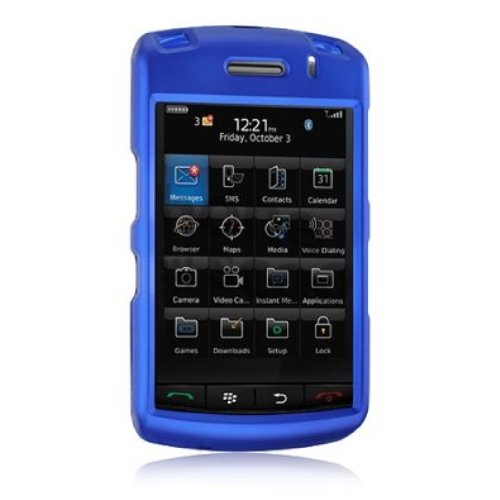 Amzer Rubberized Snap On Crystal Hard Case for BlackBerry Storm 9530, 9500 (Blue)