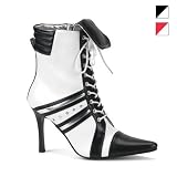 SPORT-12, Two-Tone Ankle-High Lace Up Boot With 3 3/4 Inch Stiletto Heel.