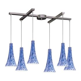 Tromba - 6 Light Kitchen Island Pendant Track Lighting Fixture - Brushed Nickel - Blue... by ELK Lighting