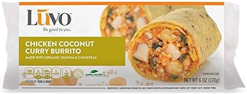 Luvo Organic Chicken Coconut Curry Burrito, 6 Ounce -- 12 per case.
