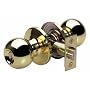 Master Lock BAO0103 Ball Knob Keyed Entry Door Hardware with SilvaBond Antimicrobial Protected Finish, Polished Brass