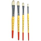 Guerrilla Painter Short Handle Bristle Brush, Set of 4, Filberts