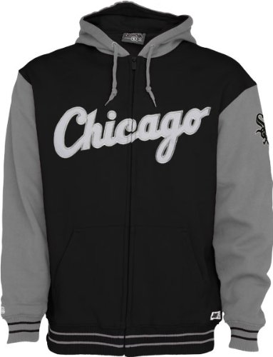 Chicago White Sox Black Full Zip Hooded Fleece Jacket