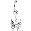 Cool Crystalline Charming Butterfly Drop Belly Button Ring