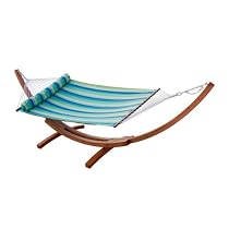 Big Sale RST Outdoor OP-WH01BR-RH02-BL-K Cypress Wood Arc Hammock with Ocean Breeze Poly Bed Set Patio Furniture