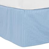 - Blue 450TC Damask Stripe Bedskirt - Full by -