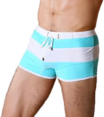eMayLu Men's Solid Swimwear Strips Soft Fashion Swimming Trunks (LightBlue Size XL)