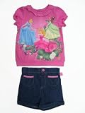 Kids With Character Girls 2-6X Two Piece Princess Knit Shirt With Denim Short Set, Multi-Colored, 4T