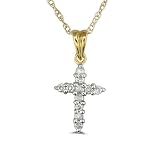 9ct Yellow Gold Ladies Claw Set Diamond Cross Set with 0.25ct of Diamonds on an 18 Prince of Wales Chain