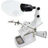 Fancii LED Light Helping Hand Magnifier Station - 2X 4X Illuminated Hands Free Magnifying Glass Stand with Clamp and Alligator Clips - For Soldering, Assembly, Repair, Modeling, Hobbies and Crafts
