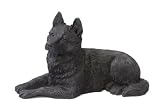 GERMAN SHEPHERD DOG Black FIGURINE Lays down Resin 518B