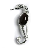 Certified Genuine Cherry Amber and Sterling Silver Seahorse Pin