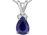 1.42 cts Sapphire and Diamond Pendant - 14kt White or Yellow Gold FREE GIFT BAG!