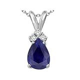 1.42 cttw Sapphire and Diamond Pendant - 14kt White or Yellow Gold