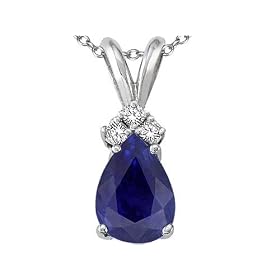 1.42 cts Sapphire and Diamond Pendant - 14kt White or Yellow Gold LIFETIME WARRANTEE