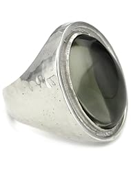 Vento Bianco "Passionata" Sterling Silver with Shell Doublet Hammered Texture Ring, Size 7