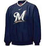 Nike Milwaukee Brewers Navy Blue Tackle Twill Windshirt