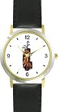 Golf Bag with Clubs - Golf Theme - WATCHBUDDY® DELUXE TWO-TONE THEME WATCH - Arabic Numbers - Black Leather Strap-Women's Size-Small