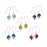 41IqRUQUqTL. SL160  Sterling Silver Murano Glass Millefiori Flower Bead Earrings Set