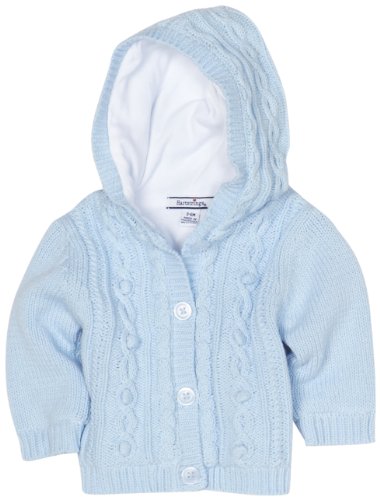 Hartstrings Baby-Boys Newborn Hooded Lined Long Sleeve Cardigan Sweater, Light Blue, 6-9 Months