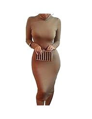 Sexy Stretchy Acrylic/Cotton Cocktail Long Sleeves Bodycon Dress/Evening Dress/Prom Dress/Party Dress/Wedding Dress/Midi Dress 