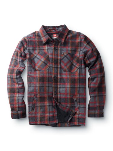 Quicksilver Boys "Liquid" Button Up Sherpa Lined Plaid Shirt 209425-GUN