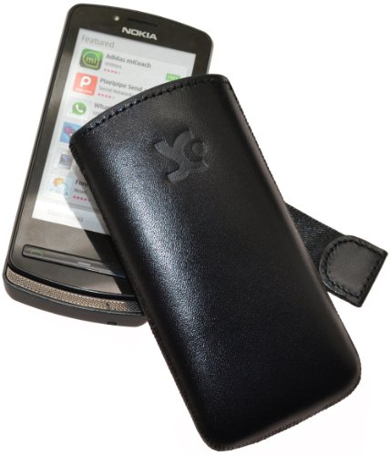 Suncase Ledertasche (Lasche mit R&uuml;ckzugfunktion) f&uuml;r Nokia 700 schwarz Preisvergleich