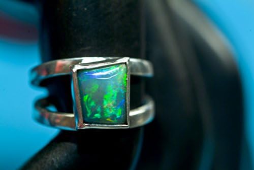 Black Opal Unisex Argentium Silver Statement Ring