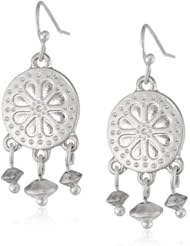 NINE WEST VINTAGE AMERICA "Silver Spurs" Worn Silver Triple Drop Earrings