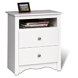 2 Drawer Tall Night Stand In White - Monterey Collection - Prepac Furniture - Wdc-2428 by 