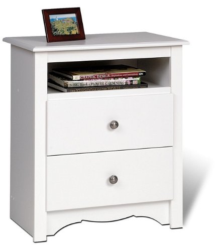 Night Table With 2 Shelves - Composite Wood - Monterey white 23.25w X 16d X 28h