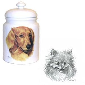 Pomeranian Cookie Jar, Porcelain by Rosalinde by Porcelain Rosalinde