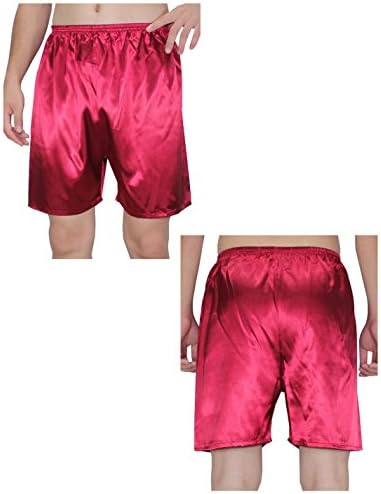 (Pack of 2) Mens Sleepwear - Silk Couture Boxer Shorts / Pajama Shorts M Red &amp; Black