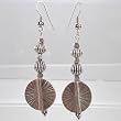 Long Disc Style Hills Tribe Silver and Bali Silver Dangle Earrings, #9534