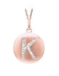 14K Gold over Sterling Silver 0.08ct TDW Diamond Round Initial K Disc Pendant (H-I, I2-I3)