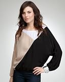 Colorblock Dolman Sleeve Top - BLACK/WHITE (M)