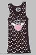 Mad Design Black Crown Heart with Wings Crystalled Tank Top