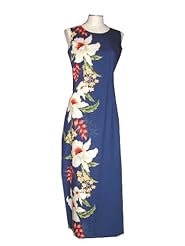 Cotton Tropical Print Round Neck Sleeveless Tank  Dress