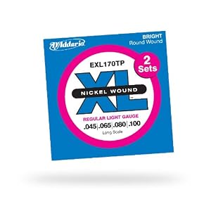 D'Addario EXL170TP Twin Pack Bass Guitar Strings (45-100), 2 sets
