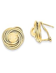 14k Yellow Gold Polished Fancy Omega Back Post Earrings. Metal Wt- 5.07g