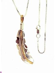 BY Navajo Artist: Harry Spencer-Gorgeous! Sterling silver and gold filled wrap feather pendant.