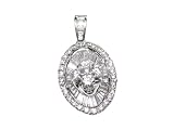 Diamond Oval Shaped Pendant with Invisible-Set Rounds, 18k Gold