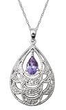 14k White Gold Tanzanite and Diamond Pendant
