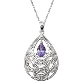 14k White Gold Tanzanite and Diamond Pendant by Amazon.com Collection